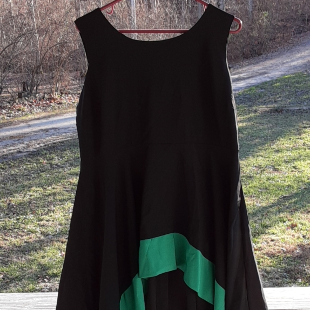 Black and Green high low Sheath top